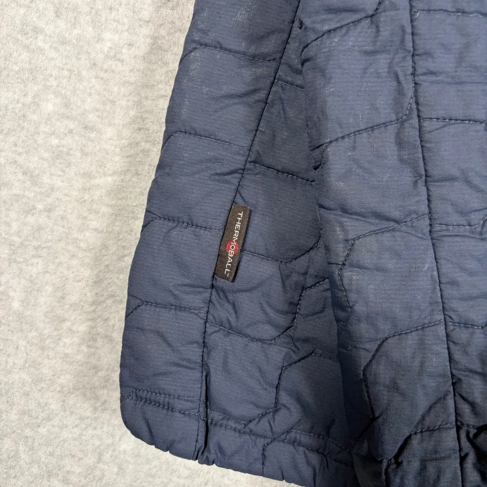 The North Face ThermoBall Jacket Mens Size Medium Navy Blue Quilted Hooded READ